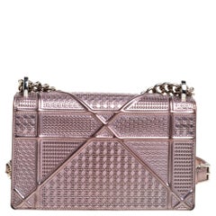 Dior Metallic Rose Gold Micro Cannage Lackleder Kleine Diorama Umhängetasche