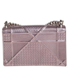 Dior Metallic Rose Gold Micro Cannage Lackleder Kleine Diorama Umhängetasche