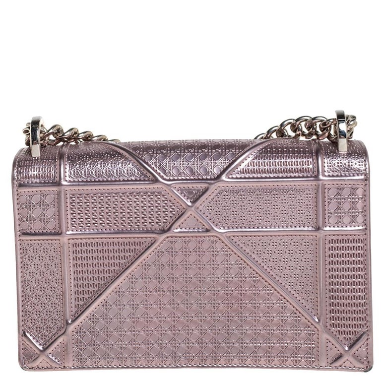 Dior Metallic Rose Gold Micro Cannage Patent Leather Small Diorama Shoulder  Bag at 1stDibs