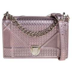 Dior Metallic Rose Gold Micro Cannage Patent Leather Small Diorama Shoulder Bag