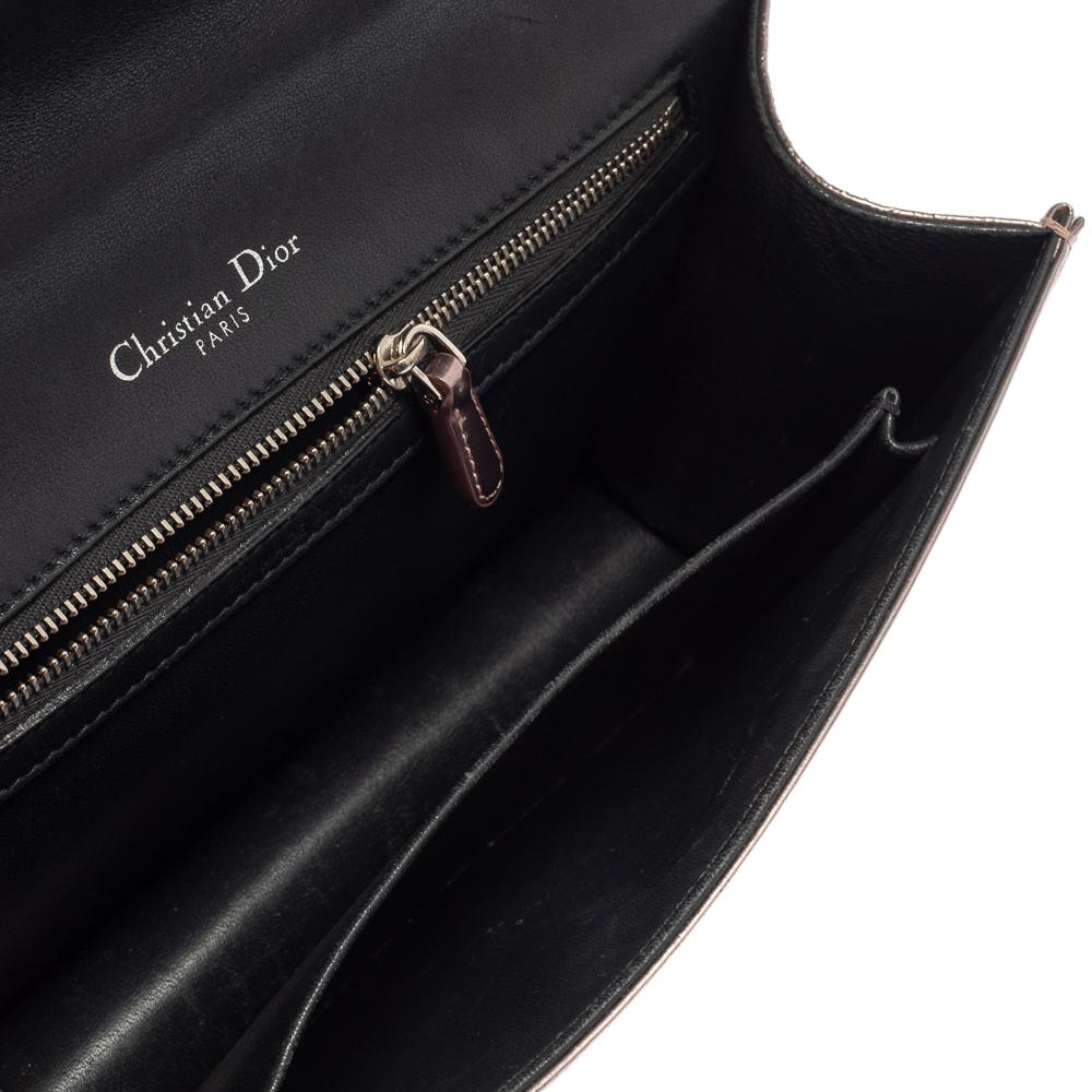 Dior Metallic Rose Gold Microcannage Patent Leather Medium Diorama Shoulder Bag 2