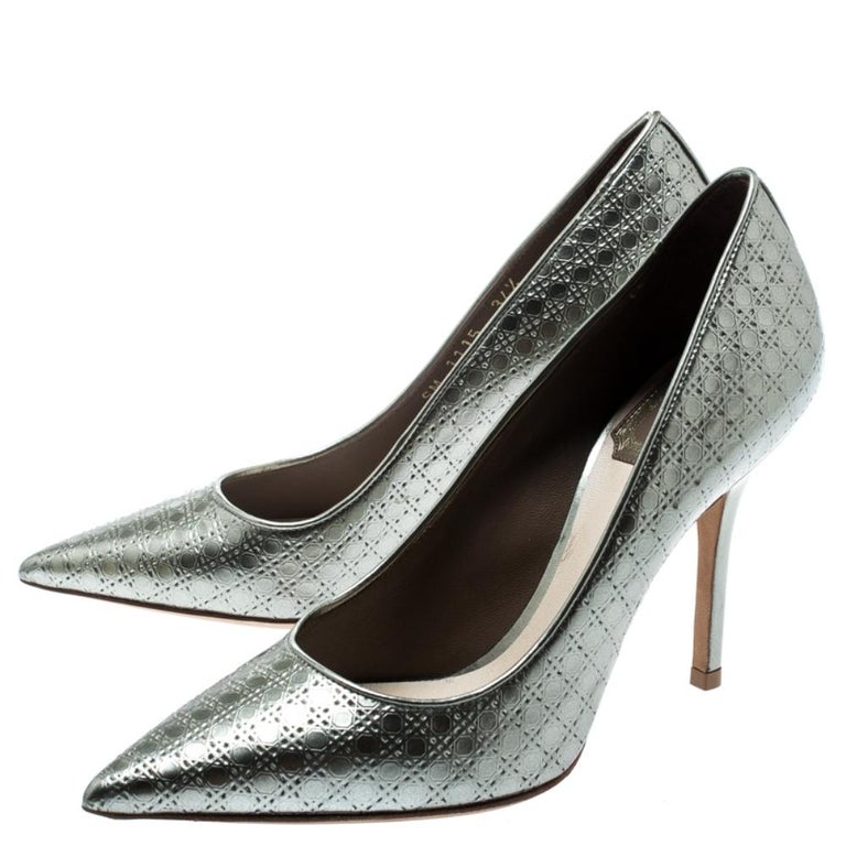 dior heels silver