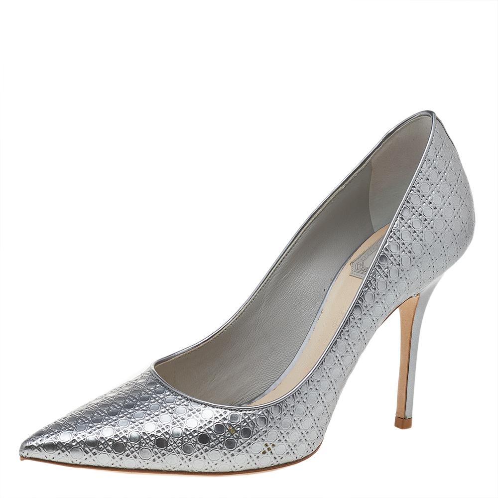 Dior Silver Leather and Sequin Pointed Toe Pumps Size 37 For Sale at ...