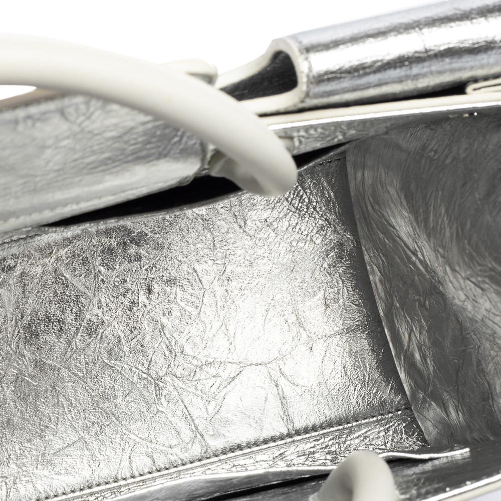 Dior Metallic Silver Crinkled Leather Medium Diorever Bag 3