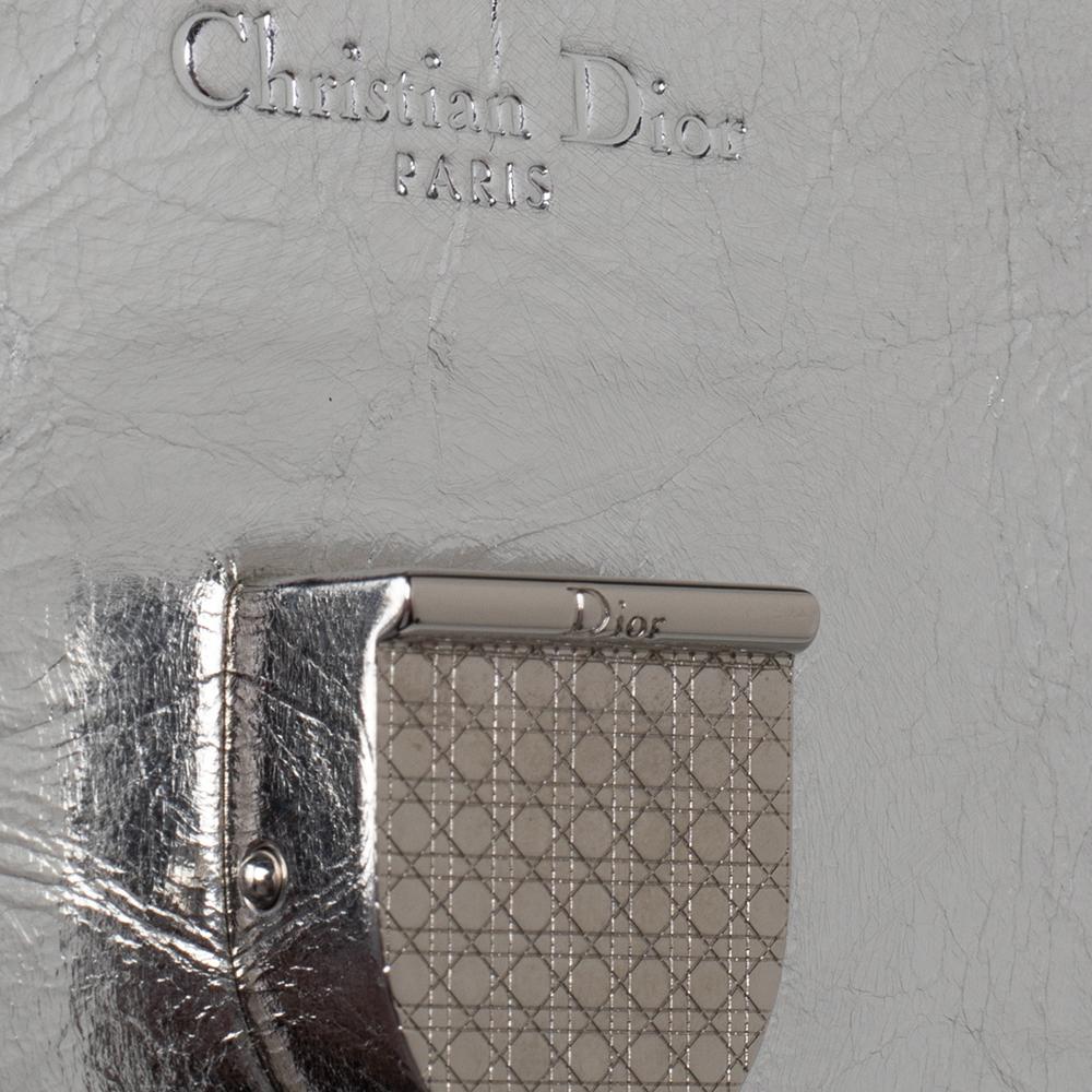 Dior Metallic Silver Leather Medium Diorever Bag 5