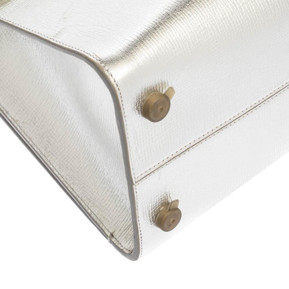 Dior Metallic Silver Leather Medium Diorever Bag 3