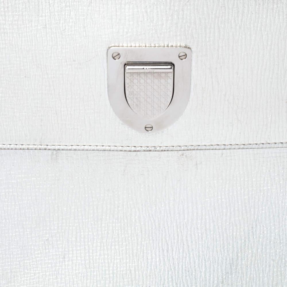 Dior Metallic Silver Leather Medium Diorever Bag For Sale 6