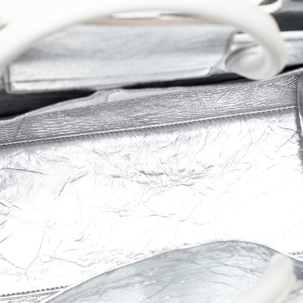Dior Metallic Silver Leather Medium Diorever Bag 2