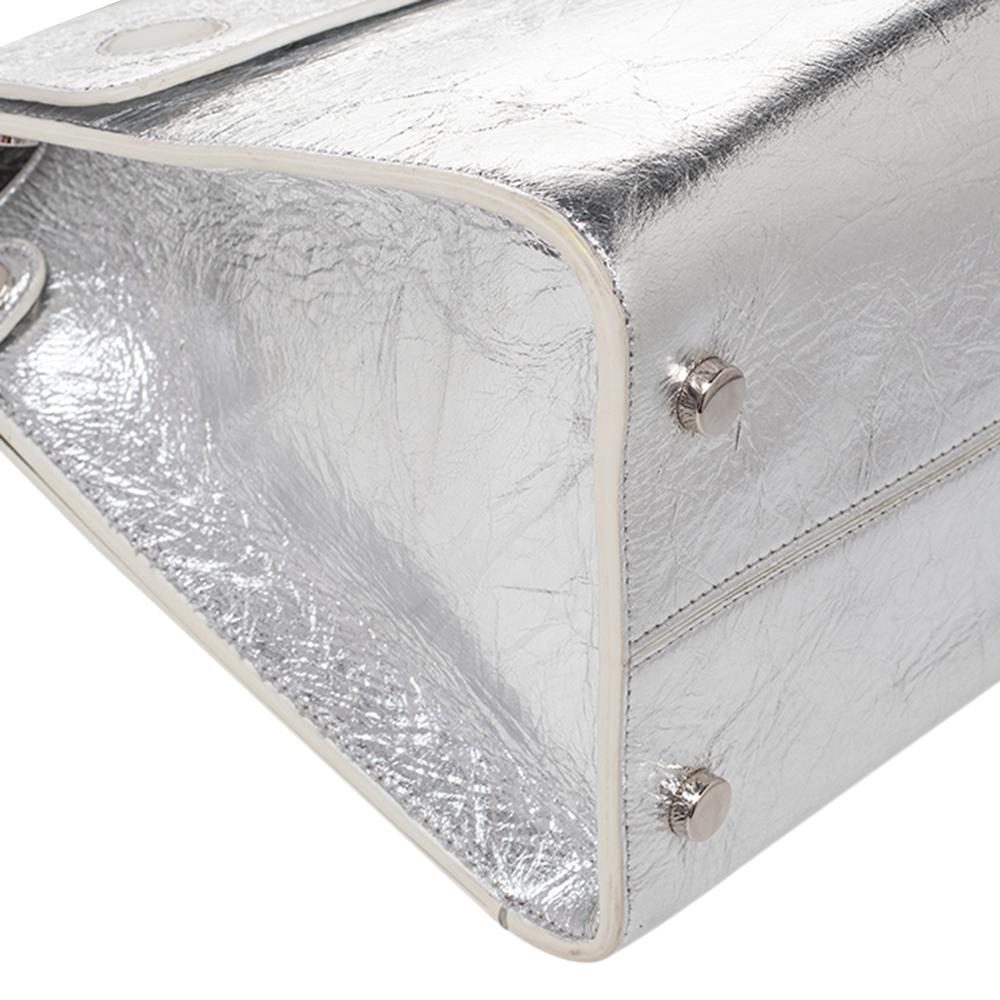 Dior Metallic Silver Leather Medium Diorever Bag 3