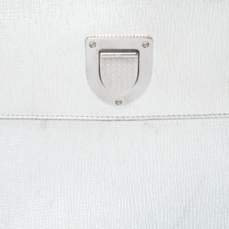 Dior Metallic Silver Leather Medium Diorever Bag en venta 4