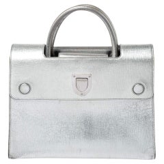 Dior Metallic Silber Leder Medium Diorever Tasche
