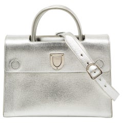 Dior Metallic Silver Leather Medium Diorever Tote