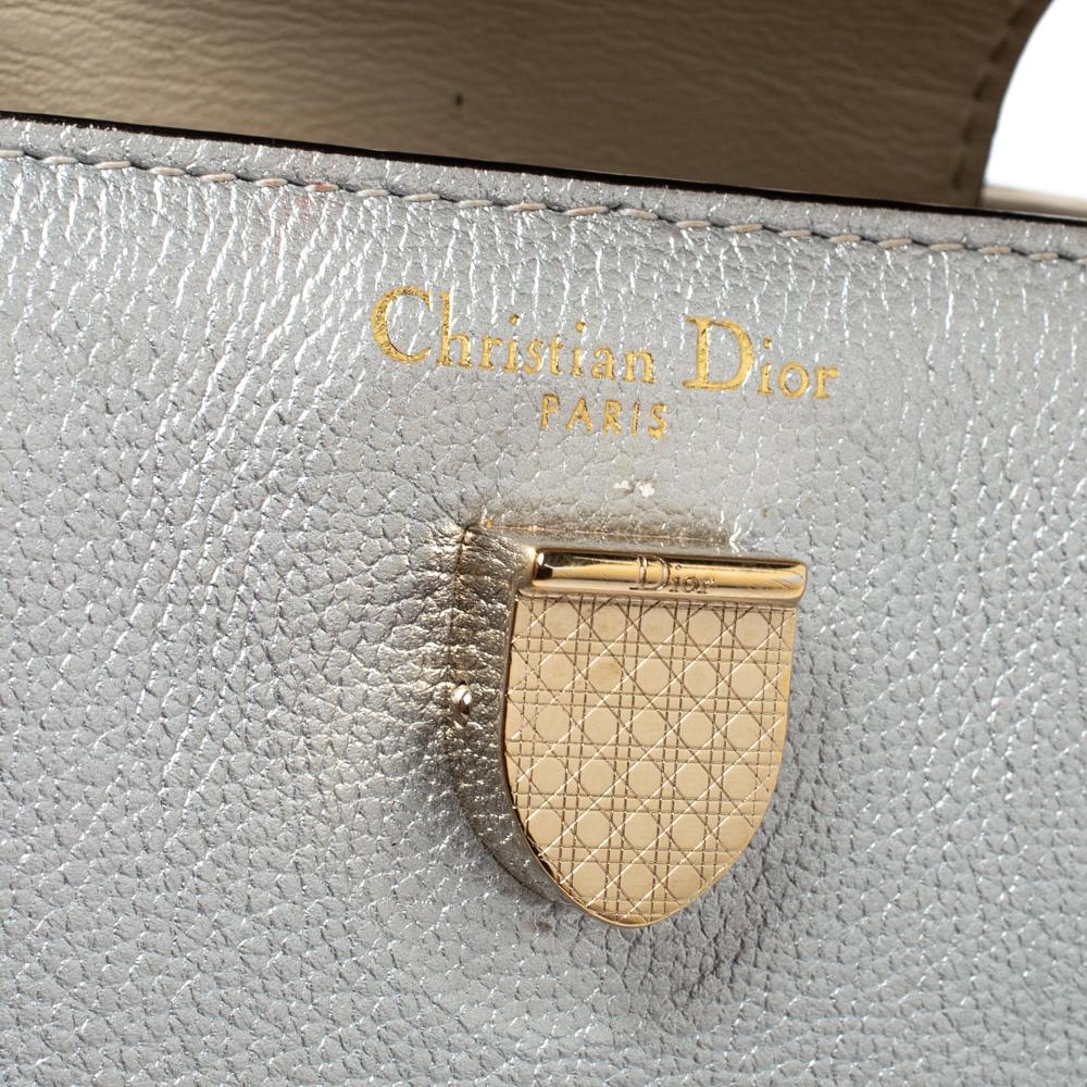 Dior Metallic Silver Leather Mini Diorever Tote 1