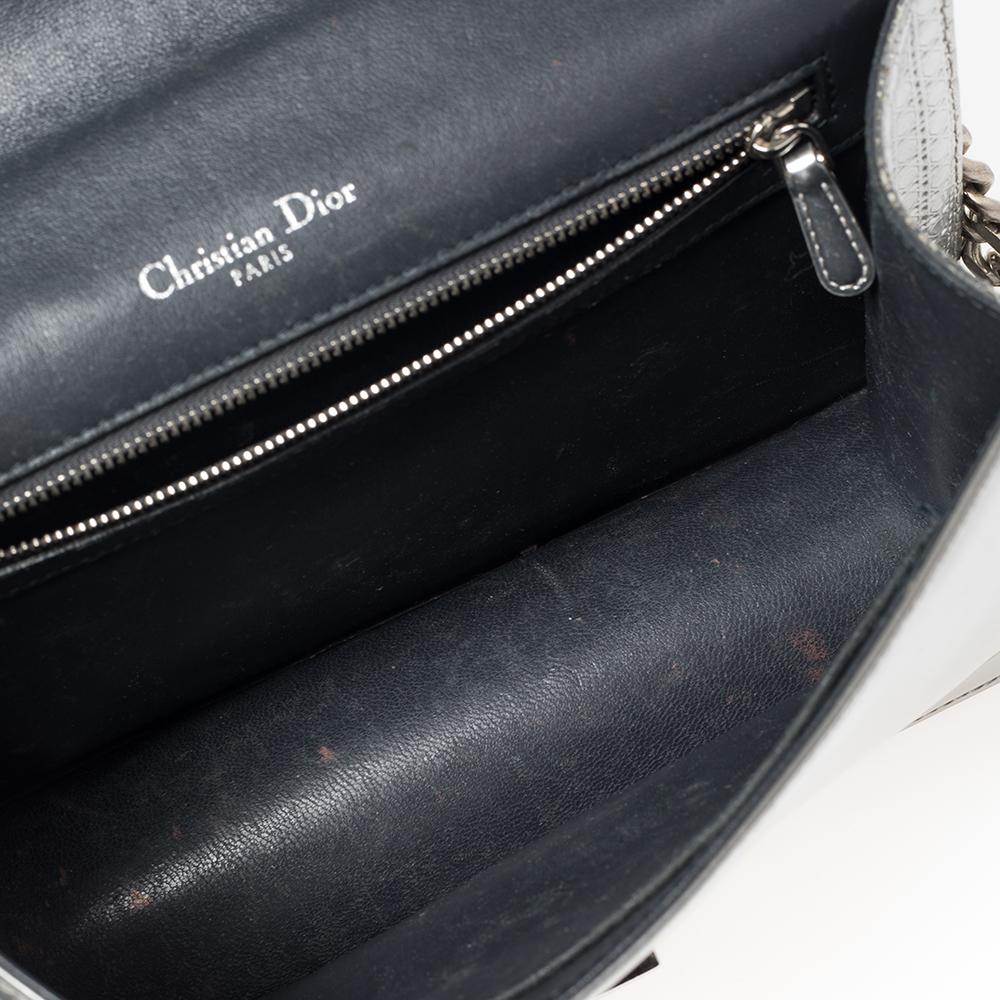 Dior Metallic Silver Micro Cannage Leather Medium Diorama Shoulder Bag 5