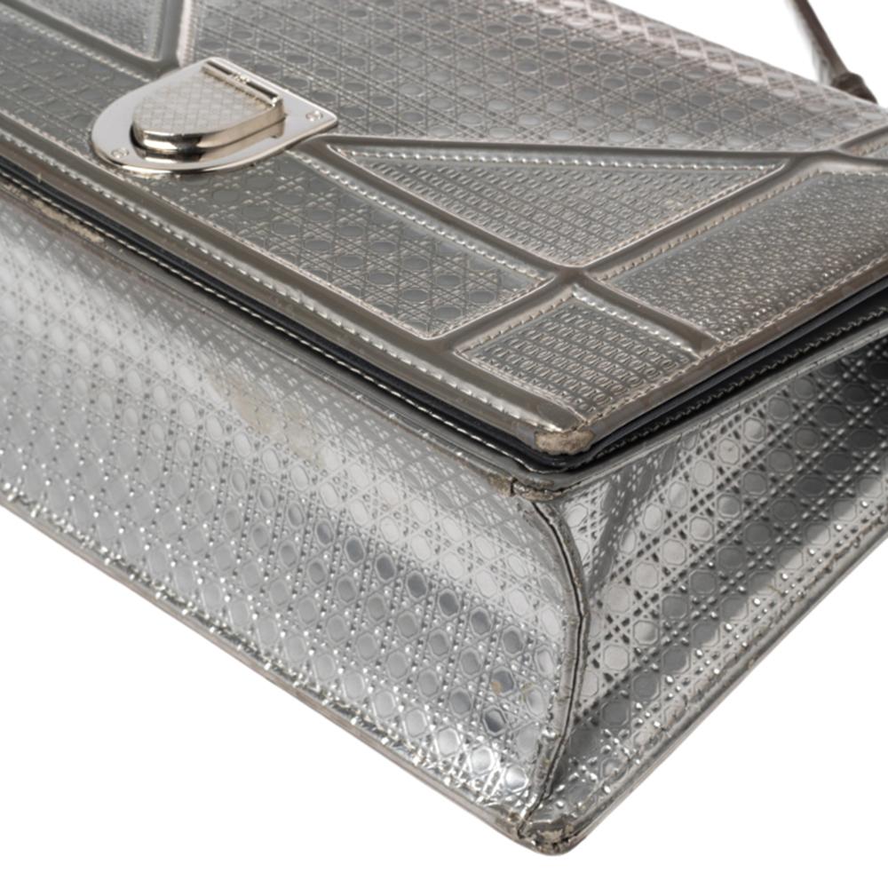 Dior Metallic Silver Micro Cannage Leather Medium Diorama Shoulder Bag 1
