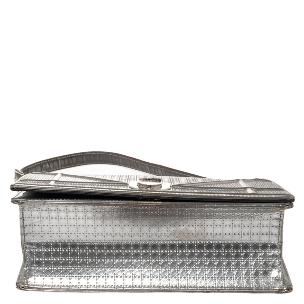 Dior Metallic Silver Micro Cannage Leather Medium Diorama Shoulder Bag 3