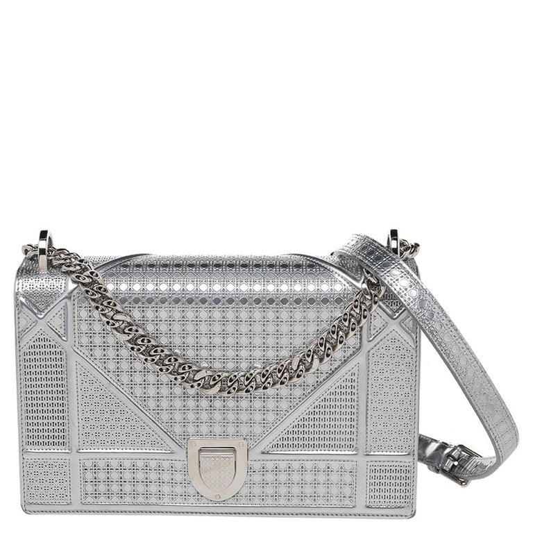BRAND NEW, AUTHENTIC, DIOR BLACK AND SILVER SHOULDER BAG WITH SILVER  HARDWARE