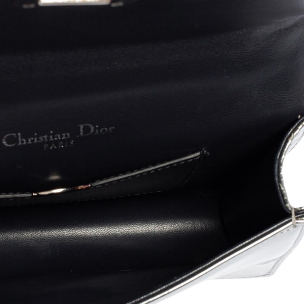 Women's Dior Metallic Silver Micro Cannage Leather Mini Diorama Shoulder Bag