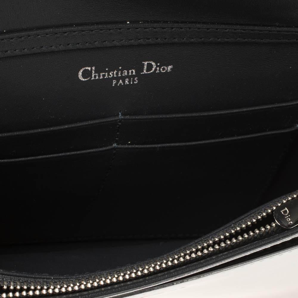 Dior Metallic Silver Micro Cannage Patent Leather Diorama Chain Shoulder Bag 2