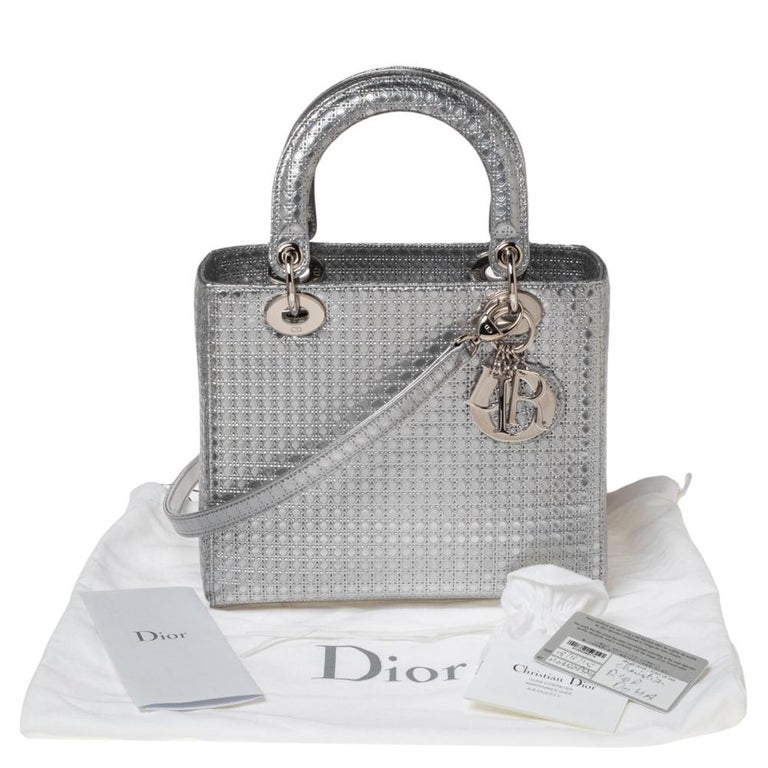 lady dior metallic silver bag