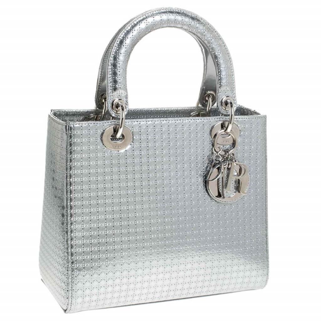 lady dior silver metallic