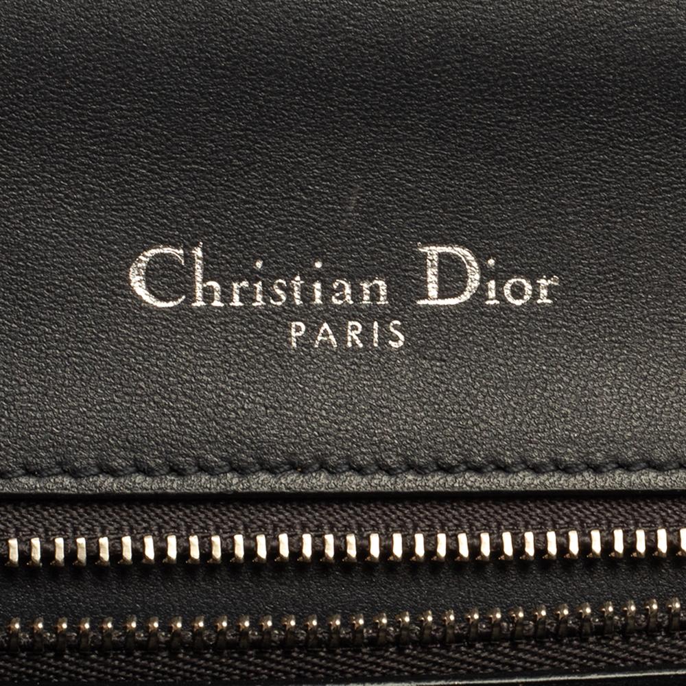 Dior Metallic Silver Microcannage Patent Leather Medium Diorama Shoulder Bag 3