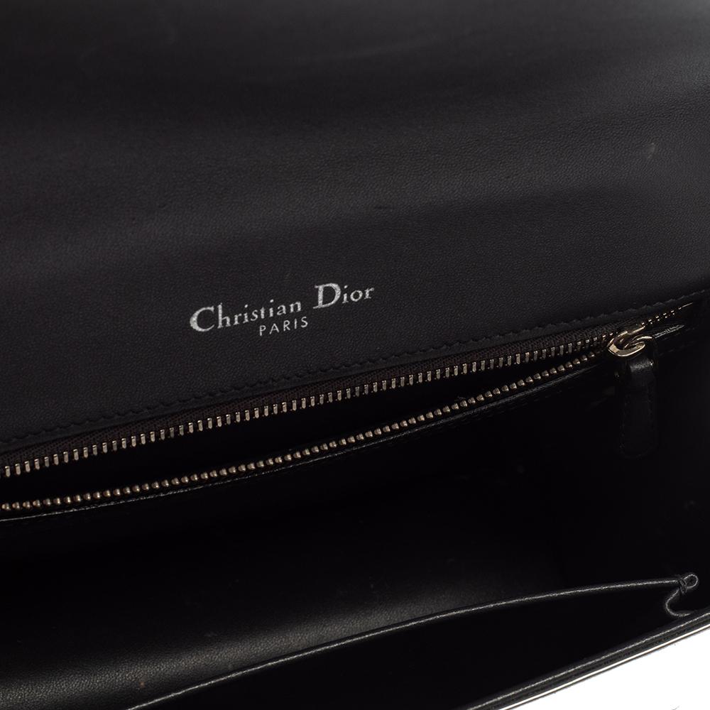 Dior Metallic Silver Microcannage Patent Leather Medium Diorama Shoulder Bag 1