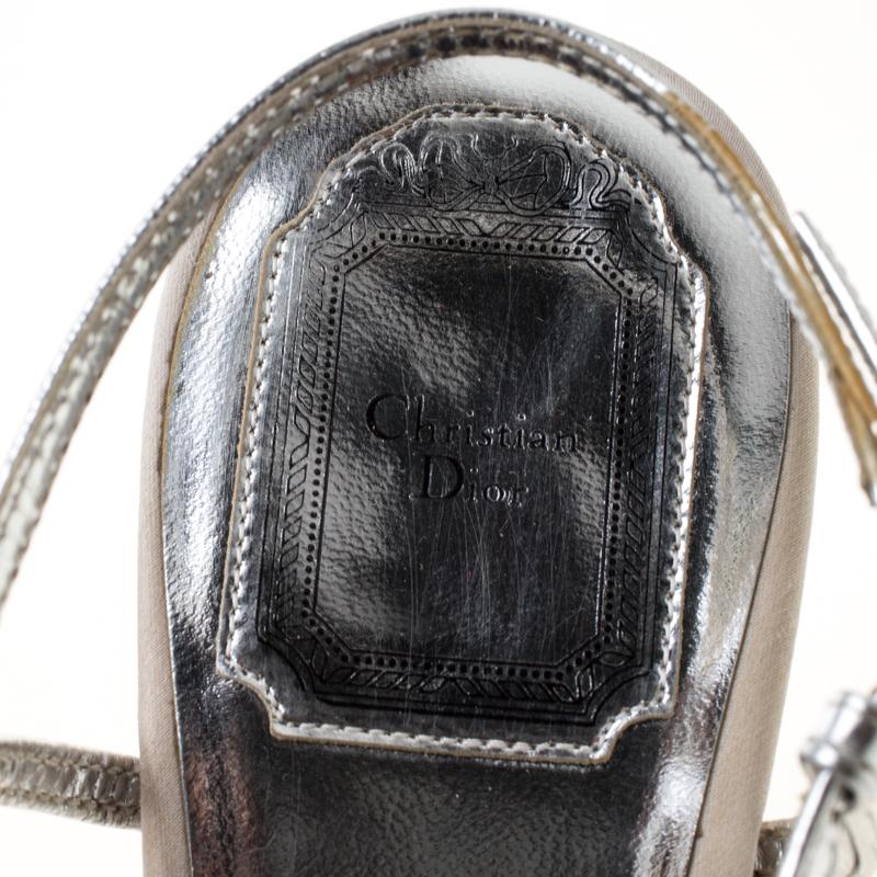Dior Metallic Silver Slingback Strappy Sandals Size 40 2