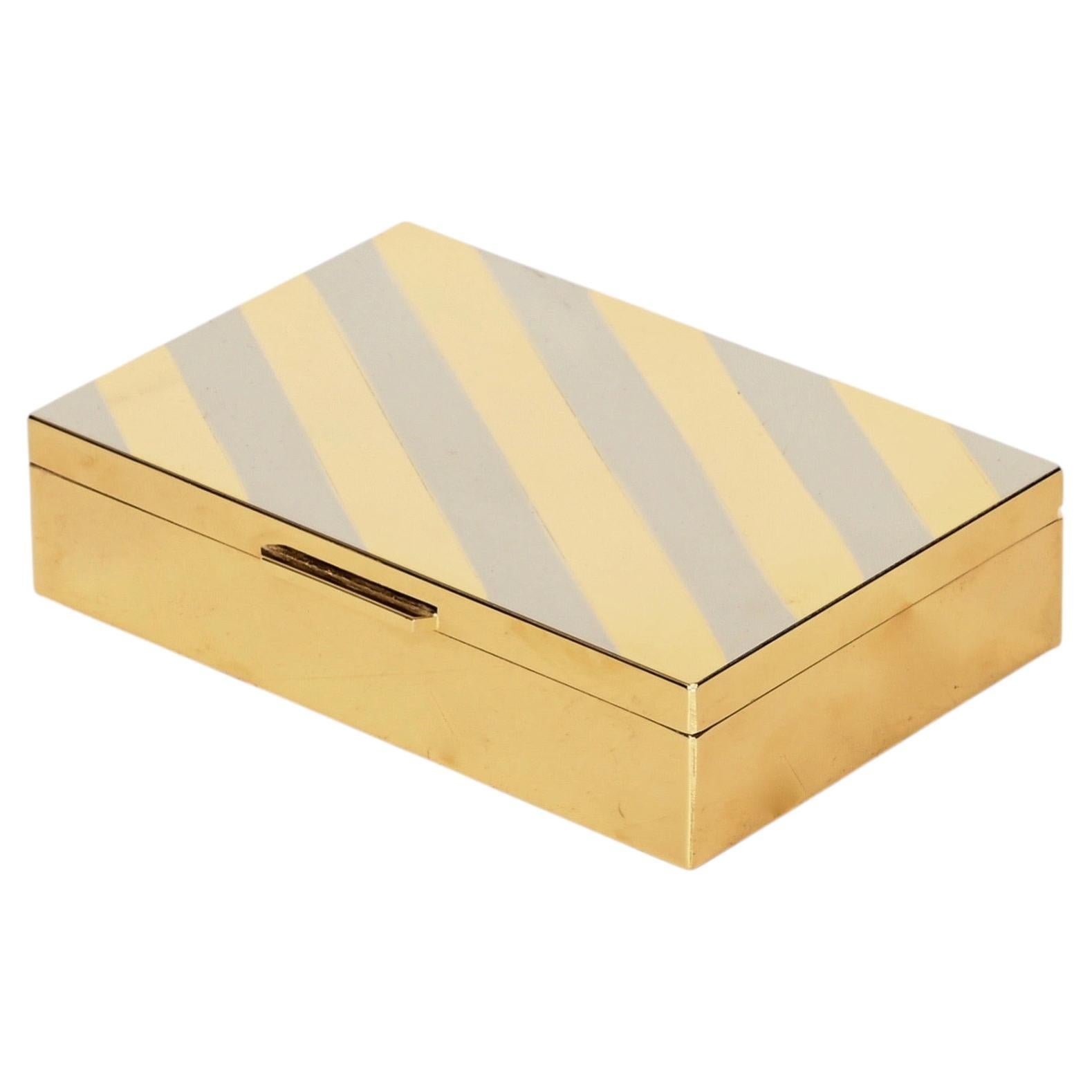 Joyero decorativo Dior de latón dorado y cromo de mediados de siglo, Italia Años 70