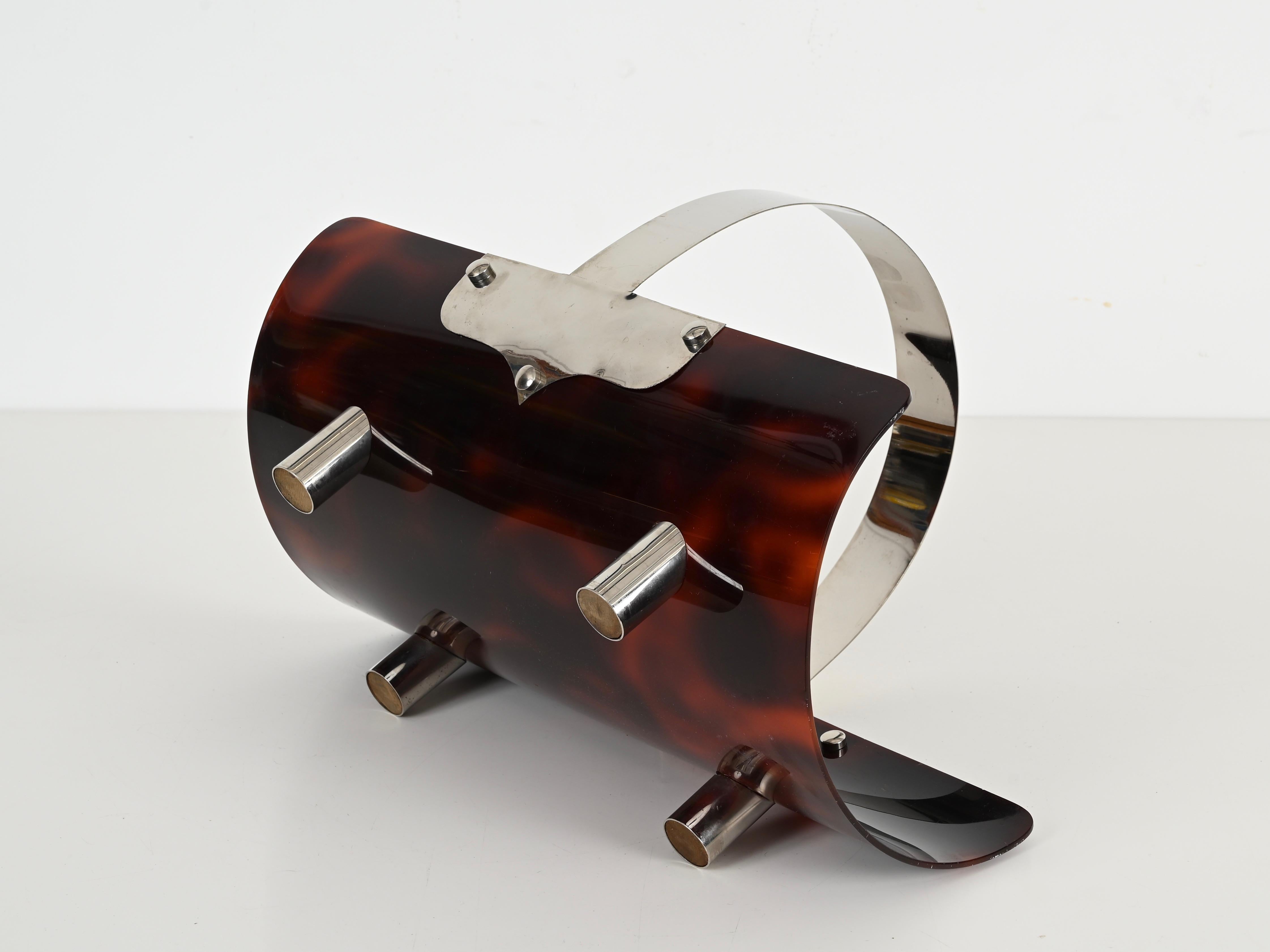 Portariviste Dior Midcentury in lucite tartarugata e cromo, Francia 1970 In condizioni buone in vendita a Roma, IT