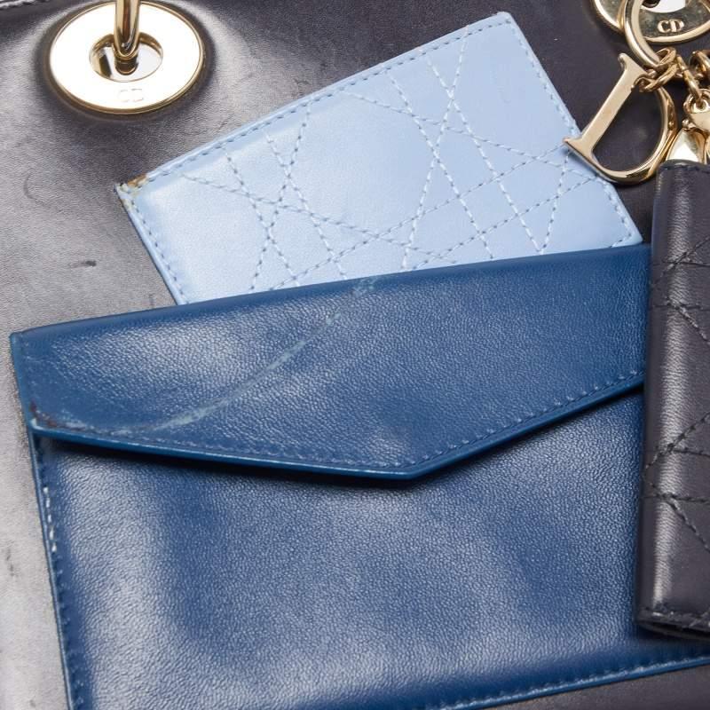 Dior Midnight Blue Leather Medium Pockets Lady Dior Tote 10