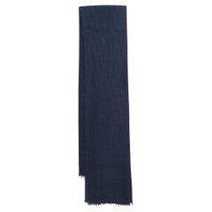Dior Midnight Blue Oblique Silk & Cashmere Shawl