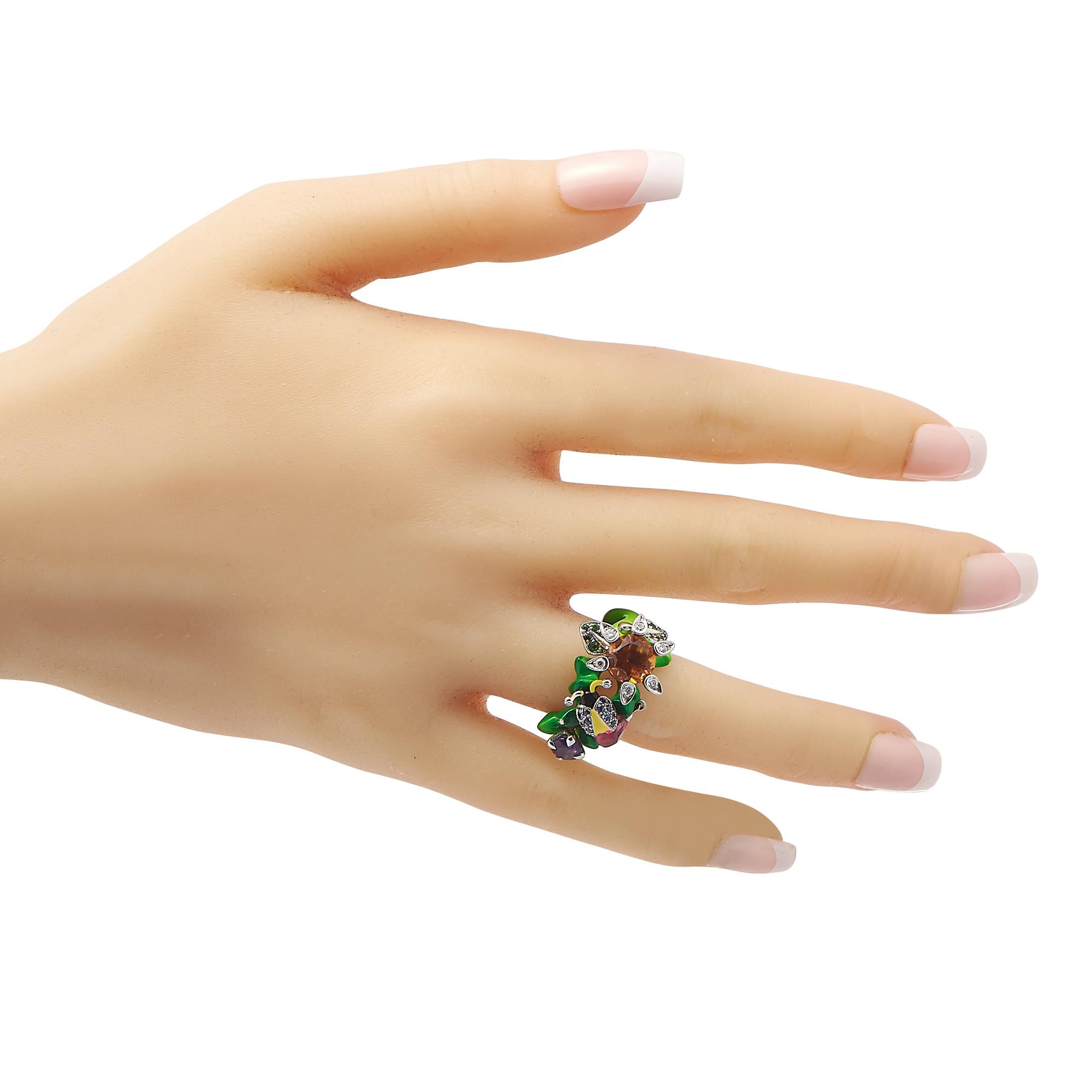 Dior Milly Carnivora Ring aus 18 Karat Weißgold mit Diamanten, Citrin, Amethyst und Lack (Gemischter Schliff)