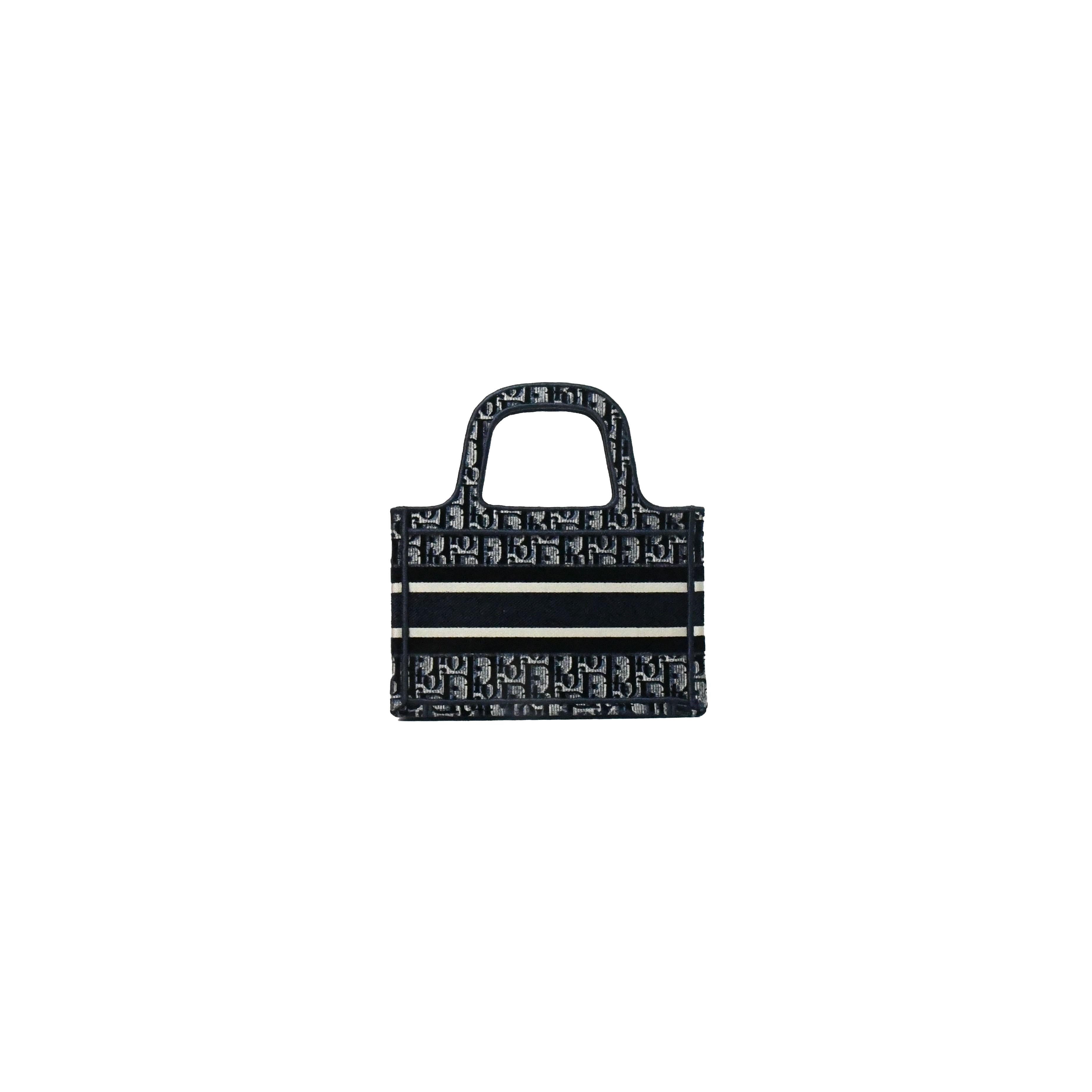 Dior Mini-Buch Tote aus Samt in Marineblau (Schwarz) im Angebot