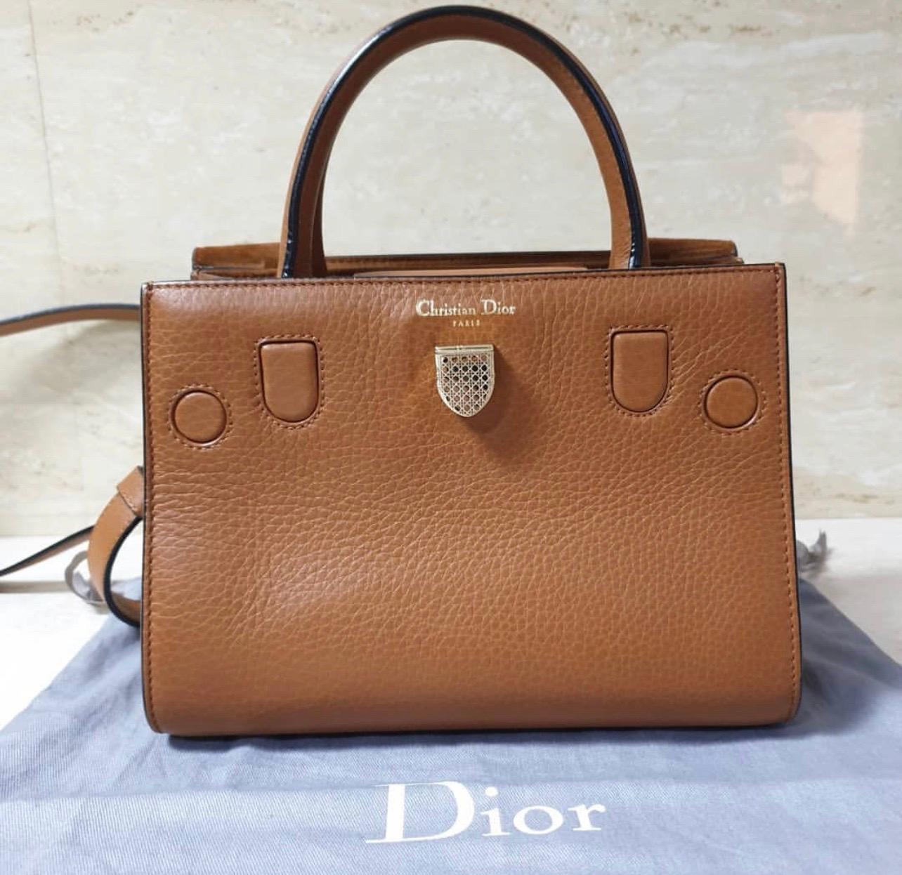 Women's DIOR Mini Diorever Brown Grained Calfskin Bag 