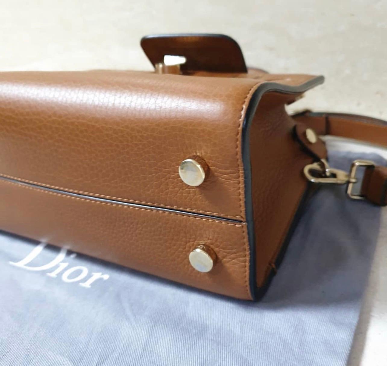 DIOR Mini Diorever Brown Grained Calfskin Bag  4