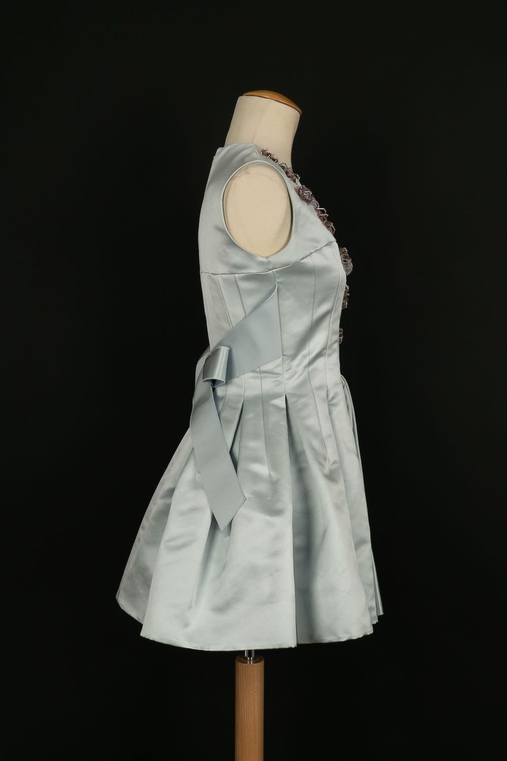 Dior Mini Dress in Silk Satin and Glittery Flowers 2