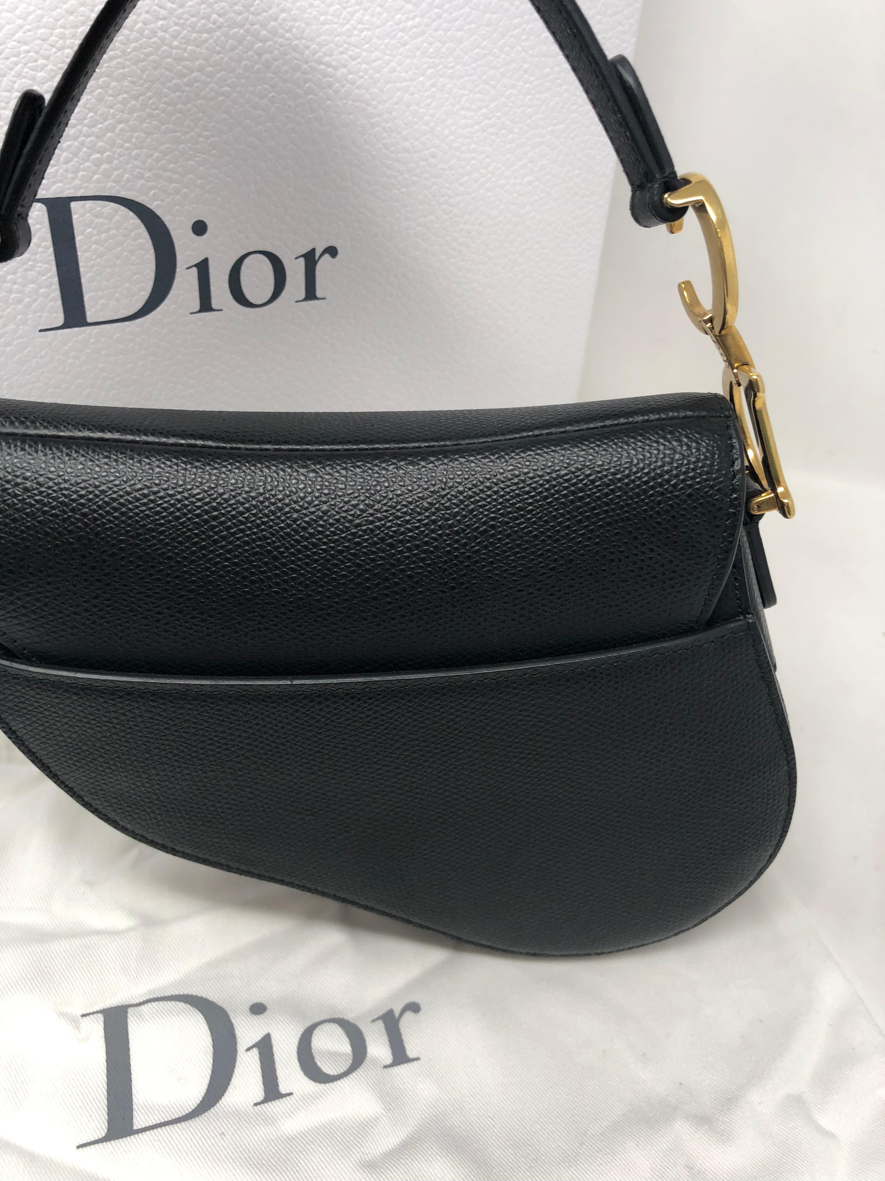 Women's or Men's Dior Mini Saddle Black Calfskin Bag 