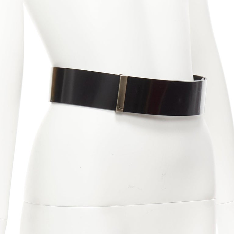 DIOR minimal logo metal bar black smooth calfskin wide belt  display picture 2