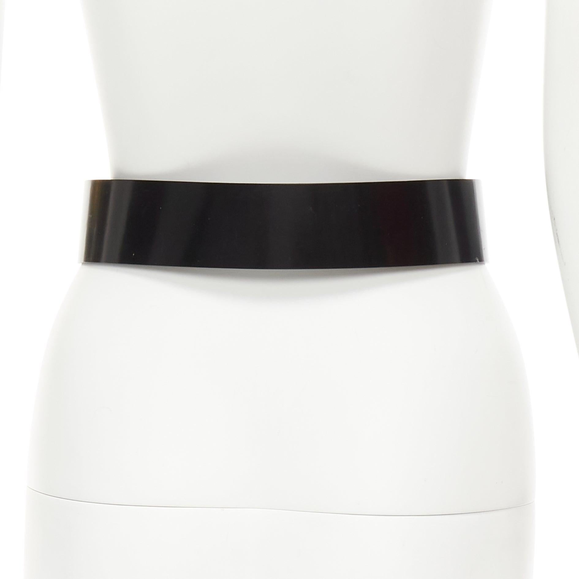 DIOR minimales Logo Metallstange Schwarzer breiter Gürtel aus glattem Kalbsleder 90cm im Angebot 1