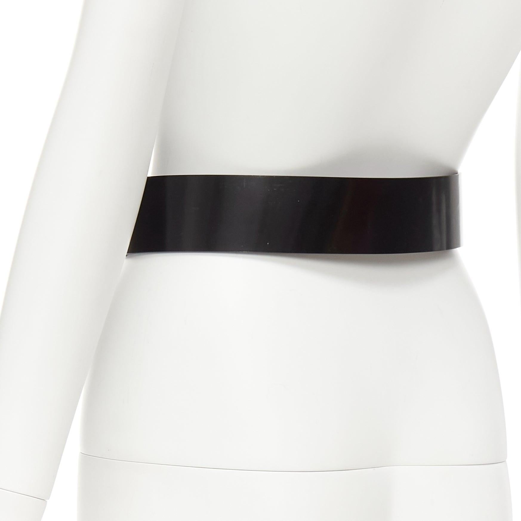 DIOR minimales Logo Metallstange Schwarzer breiter Gürtel aus glattem Kalbsleder 90cm im Angebot 2