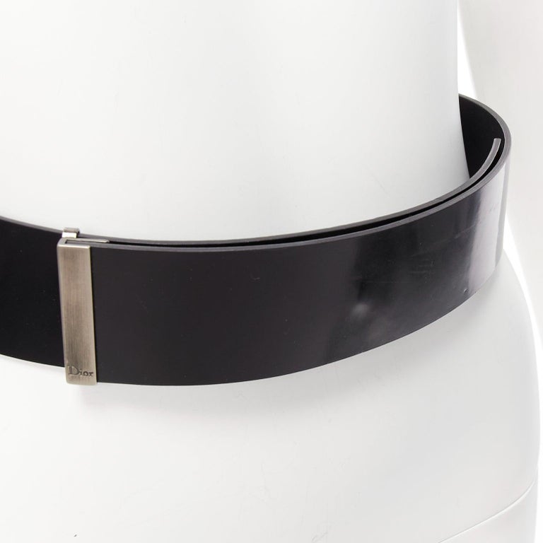DIOR minimal logo metal bar black smooth calfskin wide belt  display picture 3