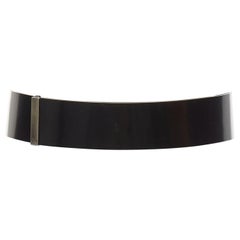 DIOR minimal logo metal bar black smooth calfskin wide belt 90cm