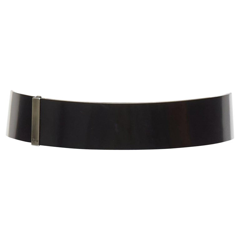 DIOR minimal logo metal bar black smooth calfskin wide belt  display picture 1