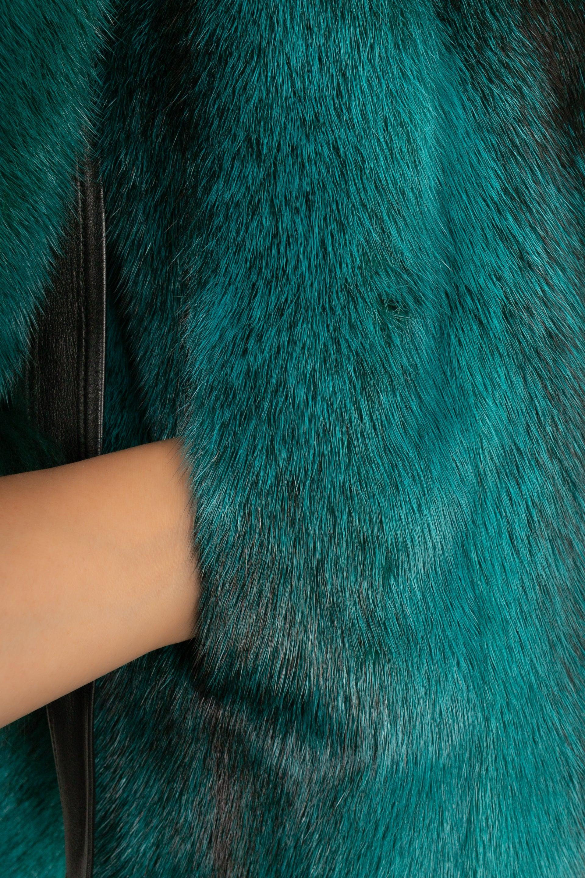 Dior Mink and Fox Fur Long Coat in Green Tones 1