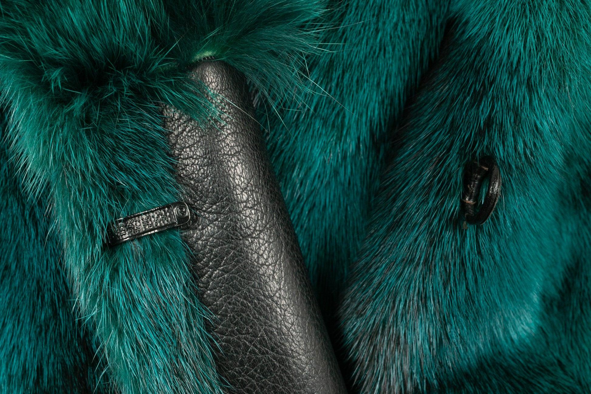 Dior Mink and Fox Fur Long Coat in Green Tones 2