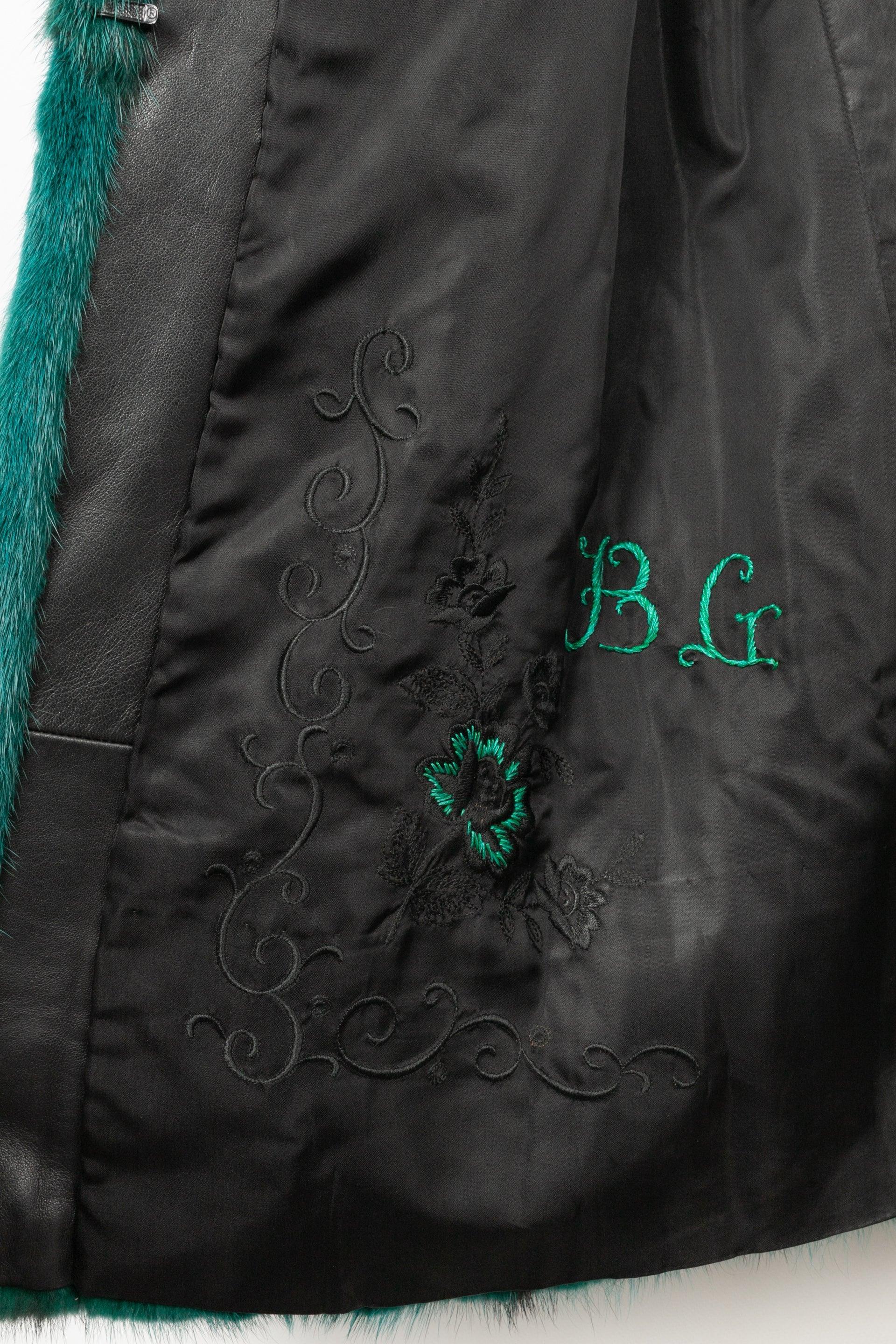 Dior Mink and Fox Fur Long Coat in Green Tones 3