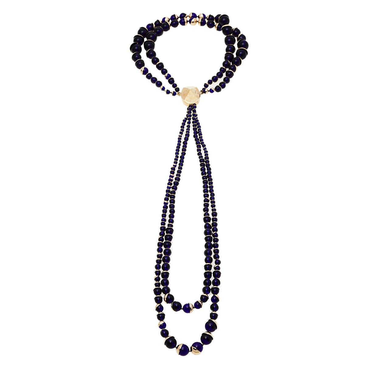 Dior's accessories are known for their unique designs that emanate the label's feminine verve and immaculate craftsmanship that makes their creations last season after season. The necklace comes in a multi-strand style and is decorated with beads