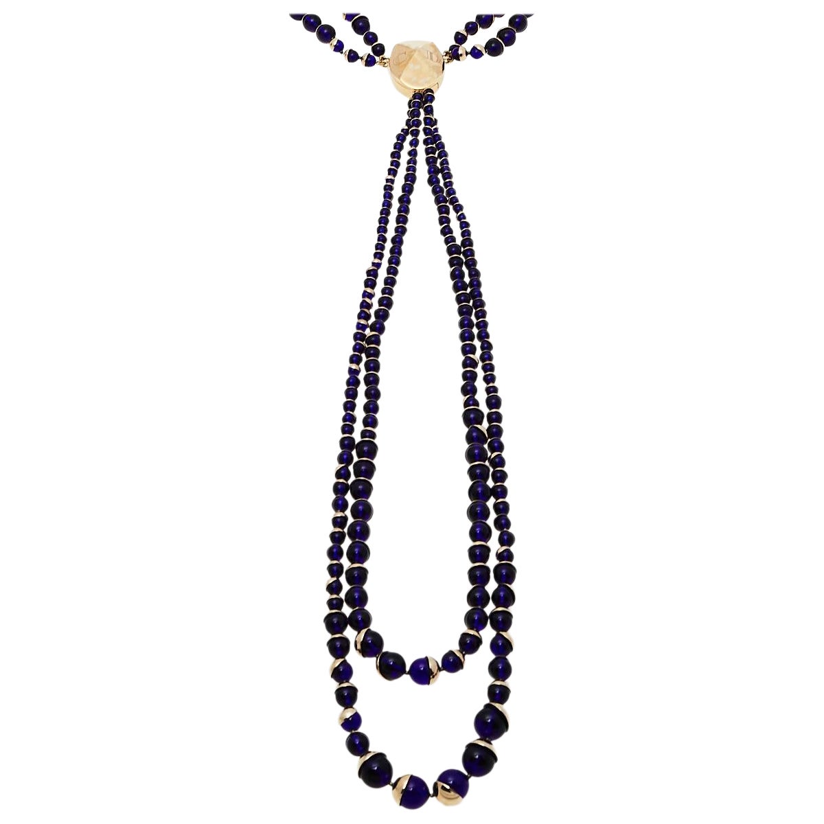 Dior Mise en Dior Blue Beaded Multi Strand Necklace
