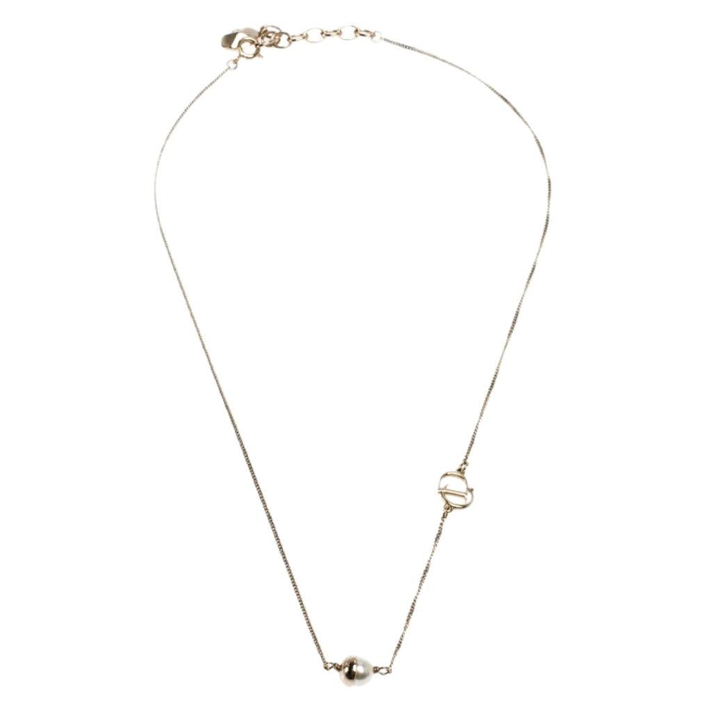 Dior Mise en Dior Faux Pearl Gold Tone Necklace